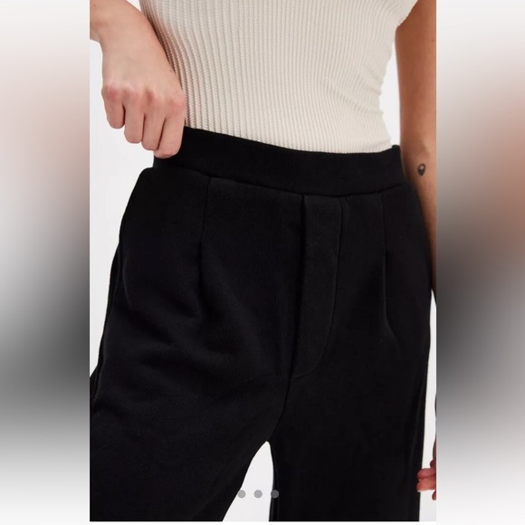 Free People NSF Louis Pants Relaxed Wide Leg Elastic Waist Pockets Black - Picture 3 of 5